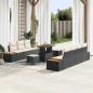 Preview: ARDEBO.de - 10-teiliges Garten-Sofa-Set mit Kissen Schwarz Poly-Rattan Akazie