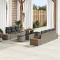 Preview: ARDEBO.de - 10-teiliges Garten-Sofa-Set mit Kissen Grau Poly Rattan Akazie