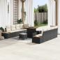 Preview: ARDEBO.de - 11-teiliges Garten Sofa Set mit Kissen Schwarz Poly Rattan Akazie