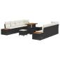 Preview: ARDEBO.de - 11-teiliges Garten Sofa Set mit Kissen - Schwarz Poly-Rattan Akazie