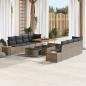 Preview: ARDEBO.de - 11-teiliges Garten-Sofa-Set mit Kissen Grau Poly-Rattan Akazie