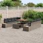 Preview: 11-teiliges Garten-Sofa-Set mit Kissen Grau Poly-Rattan Akazie