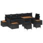 Preview: 10-teiliges Garten Sofa Set mit Kissen Schwarz Poly Rattan Akazie