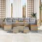 Preview: 10-teiliges Garten Sofa Set mit Kissen Beige Poly Rattan Akazie