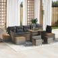 Preview: ARDEBO.de - 10-teiliges Garten Sofa Set mit Kissen Grau Poly Rattan Akazie