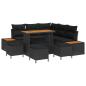 Preview: 9-teiliges Garten-Sofa-Set mit Kissen - Schwarzes Poly-Rattan - Akazie