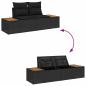 Preview: 9-teiliges Garten-Sofa-Set mit Kissen - Schwarzes Poly-Rattan - Akazie