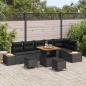 Preview: ARDEBO.de - Gartensofa-set 9 stk. 8-Sitzanzahl Schwarz Poly Rattan