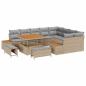 Preview: 12-teiliges Gartensofa Set mit Kissen Beige Poly Rattan Akazie