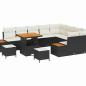 Preview: 12-teiliges Garten-Sofa-Set mit Kissen Schwarz Poly-Rattan Akazie