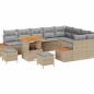 Preview: 12-teiliges Garten Sofa Set mit Kissen Beige Poly-Rattan Akazie