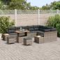 Preview: 12-teiliges Garten-Sofa-Set mit Kissen Grau Poly-Rattan Akazie