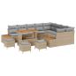 Preview: 13-teiliges Garten-Sofa-Set mit Kissen Beige Poly Rattan