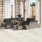 Preview: ARDEBO.de - 13-teiliges Garten Sofa Set mit Kissen Grau Poly Rattan Akazie
