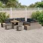Preview: 13-teiliges Garten Sofa Set mit Kissen Grau Poly Rattan Akazie