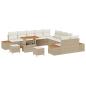 Preview: Gartensofa-set mit Kissen mit Speicher 13 pcs Beige Poly Rattan