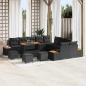 Preview: ARDEBO.de - 14-teiliges Garten Sofa Set mit Kissen Schwarz Poly Rattan Akazie