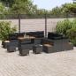 Preview: 14-teiliges Garten Sofa Set mit Kissen Schwarz Poly Rattan Akazie
