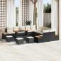 Preview: ARDEBO.de - 14-teiliges Garten Sofa Set mit Kissen Schwarz Poly Rattan Akazie