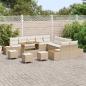 Preview: 14-teiliges Garten Sofa Set mit Kissen Beige Poly Rattan Akazie