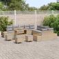 Preview: 14-teiliges Garten Sofa Set mit Kissen Beige Poly Rattan Akazie