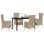 Preview: 5-teiliges Garten Esszimmer Set mit Kissen Beige Poly Rattan
