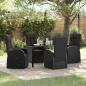 Preview: ARDEBO.de - 5-teiliges Garten-Ess-Set mit Kissen - Schwarzes Poly-Rattan