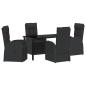 Preview: 5-teiliges Garten-Ess-Set mit Kissen - Schwarzes Poly-Rattan