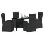 Preview: 5-teiliges Garten-Ess-Set mit Kissen - Schwarzes Poly-Rattan