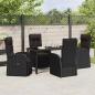Preview: 5-teiliges Garten-Ess-Set mit Kissen - Schwarzes Poly-Rattan