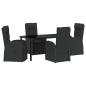 Preview: 5-teiliges Garten-Ess-Set mit Kissen Schwarz Poly-Rattan