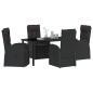 Preview: 5-teiliges Garten-Ess-Set mit Kissen Schwarz Poly-Rattan