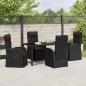 Preview: 5-teiliges Garten-Ess-Set mit Kissen Schwarz Poly-Rattan