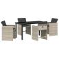 Preview: 5-teiliges Garten-Essgruppen-Set mit Kissen hellgraues Poly-Rattan
