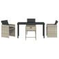 Preview: 5-teiliges Garten-Essgruppen-Set mit Kissen hellgraues Poly-Rattan