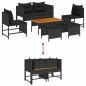Preview: Outdoor-Sofa-Set - Schwarz Rattan, Holz Mittel Langlebig