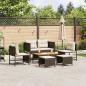Preview: ARDEBO.de - Garten-Sofa Set Braun und Creme Rattan, Holz, Stoff Mittel
