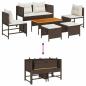 Preview: Garten-Sofa Set Braun und Creme Rattan, Holz, Stoff Mittel