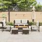 Preview: Garten-Sofa Set Braun und Creme Rattan, Holz, Stoff Mittel