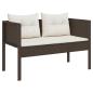 Preview: Garten-Sofa Set Braun und Creme Rattan, Holz, Stoff Mittel