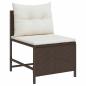 Preview: Garten-Sofa Set Braun und Creme Rattan, Holz, Stoff Mittel