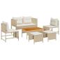 Preview: Outdoor Sofa Set Beige und Creme Rattan und Stoff Mittel