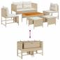 Preview: Outdoor Sofa Set Beige und Creme Rattan und Stoff Mittel