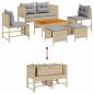 Preview: Garten-Sofaset Beige und Hellgrau Rattan, Stoff Standard