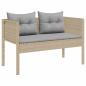 Preview: Garten-Sofaset Beige und Hellgrau Rattan, Stoff Standard