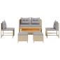 Preview: Garten-Sofaset Beige und Hellgrau Rattan, Stoff Standard