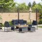 Preview: ARDEBO.de - Outdoor-Sofa-Set Grau und Marineblau Rattan mit Metallrahmen
