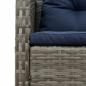 Preview: Outdoor-Sofa-Set Grau und Marineblau Rattan mit Metallrahmen