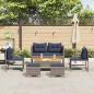 Preview: Outdoor-Sofa-Set Grau und Marineblau Rattan mit Metallrahmen