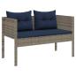Preview: Outdoor-Sofa-Set Grau und Marineblau Rattan mit Metallrahmen